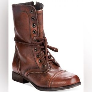 Steve Madden Troopa Brown weathered Leather Ankle Combat Boots Booties